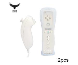 2pcs Manette Wiimote+Nunchuck+Housse Pour Wii-Blanc