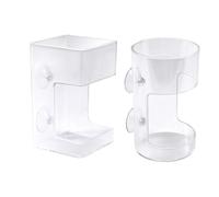 2pcs Mangeoires pour Aquarium, Plateau Transparent Aquarium avec Ventouse Flottant et Coulant Distributeur de Récipients Alimentaire pour Nourrir Les Tortues (Cercle et Carré)