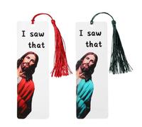 2pcs Marque-Page Jésus I Saw That, Drôle Marque-Page Jésus Espiègle Signets Chrétiens avec Gland pour Femmes Hommes Lecteurs Amoureux des Livres