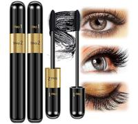 2PCS Mascara Waterproof Noir,Long-Lasting Naturellement Eye Lashesa,2-in-1 Dual Action 4D Silk Fiber Mascara,épais et Volumineux Maquillage Anti-Taches