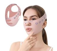 2PCS Masque Double Menton Amincissant, Bandeau Raffermissante Réutilisable aux Tissu Respirant Réglable, Bandeau Liftant Visage pour Femmes, Masque Facial en Forme de V pour Réduit le Double Menton