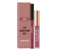 2PCS Mat Velvet Crayon à Lèvres & Rouge à Lèvres Set pour les femmes - Hautement Pigmenté, 3D Hydratant, Longue Durée Imperméable Anti-adhésif, Gloss à Lèvres (#4)