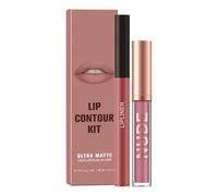 2PCS Mat Velvet Crayon à Lèvres & Rouge à Lèvres Set pour les femmes - Hautement Pigmenté, 3D Hydratant, Longue Durée Imperméable Anti-adhésif, Gloss à Lèvres (#3)