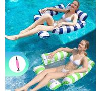 2pcs Matelas Gonflable Piscine,Hamac d’Eau Plage Portable,4 in 1 Matelas Filet Piscine Gonflable,Bouee Piscine Adulte,Fauteuil de Piscine,avec Pompe à Air Manuelle pour Plage, Partie (C)