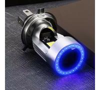 2pcs Metal Motorcycle Lights Angel Eye Led H4 Ghost Demon Shape Electric Vehicle Modification Parts Accessories Blue Light