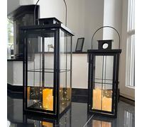 2pcs Métal XXL Lanterne Set Noir Lanterne de jardin Photophore H58/45cm