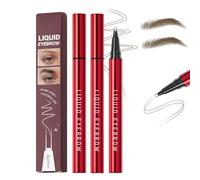 2Pcs Microblading Crayon Sourcil Imperméable,Liquide Longue Tenue Feutre Sourcils,2 Fork Tip Résistant aux Fini Naturel Looking Hair Like Clear Brows Makeup (Marron Foncé, 1Pack(2pcs))