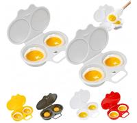 2PCS Microwave Egg Poacher With Lid & Handle,2 Cavity Egg Poacher Microwave,Non Stick Poached Egg Maker,Quick-Heat Microwave Egg Boiler Poacher for Kitchen Cooking Tool，Gray