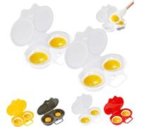 2PCS Microwave Egg Poacher With Lid & Handle,2 Cavity Egg Poacher Microwave,Non Stick Poached Egg Maker,Quick-Heat Microwave Egg Boiler Poacher for Kitchen Cooking Tool，White