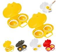 2PCS Microwave Egg Poacher With Lid & Handle,2 Cavity Egg Poacher Microwave,Non Stick Poached Egg Maker,Quick-Heat Microwave Egg Boiler Poacher for Kitchen Cooking Tool，Yellow