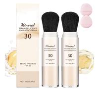 2Pcs Mineral Powder Sunscreen Brush,Mineral Sunscreen Powder For Face And Body,Oil Control Natural Matte Finish,Lasting Lightweight Breathable,Beach Essentials Travel Size