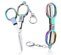 2pcs Mini Ciseaux Pliants, Ciseaux de Voyage Portables avec Porte-Clés en Métal Coupe-Badges Pliables de Sécurité Coupe-Badges Rétractables en Acier Inoxydable pour la Maison le Bureau
