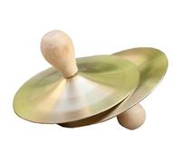 2PCS Mini Cymbales à Main, Cymbales à Doigt en Cuivre Pratique Instrument de Musique avec Manche en Bois pour la Danse Musique Tambour Performance Party Opera
