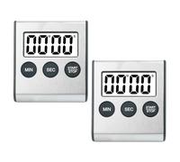 2PCS Mini minuterie numérique, Format 24 Heures Compte à rebours et chronomètre pour la Cuisine Le Sport Les études Les réunions Le stationnement Le Traitement médical Stainless Steel