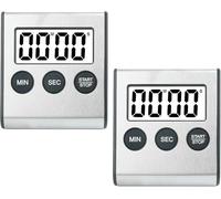 2PCS Mini minuterie numérique, Format 24 Heures Compte à rebours et chronomètre pour la Cuisine Le Sport Les études Les réunions Le stationnement Le Traitement médical Stainless Steel