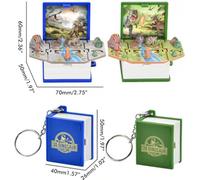 2Pcs Mini porte-clés livre d'astronomie dinosaure en 3D Porte-clés livre miniature Porte-monnaie Sac à dos Porte-clés Jouet sensoriel Jouet anti-stress pour enfants Adultes