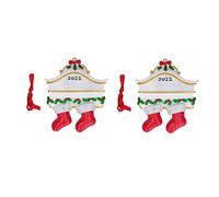 2pcs Mini résine de Noël thème de Noël Ornements de Pendentif Conception vive pour décoration Arbre Jardin décorations intérieures Cordes Rouges