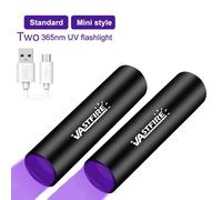 2pcs Mini Standard USB rechargeable Lampe torche UV 365nm USB rechargeable Lampe torche ultraviolette Lumière noire Détecteur de mousse pour chat Chien Taches Punaises de lit Nourriture moisie ""Nipse