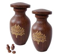 2Pcs Mini Urne pour Cendres Humaines Finition Grain de Bois Petites Urnes avec Couvercle Joint Commémoratif et Décoratif pour Humains Adultes Enfants Animaux Mini Urne, Petites Urnes, pour Cendres, p