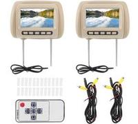 2PCS Moniteur de Voiture LCD Universel 7 en Appui-tête de voiture HD LCD Lecteur Vidéo Contrôle Sans Fil MP5 Affichage - Marron