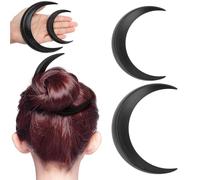 2pcs Moon Hair Fork, portable Lightweight Simplicity Hair Stick Pin Clip de sculpture ABS Tool de style pour les cosplays de shopping quotidien (Noir)