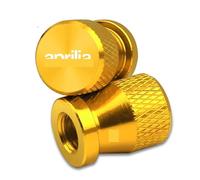 2PCS Motorcycle Aluminum Alloy Tire Wheel Decorate Parts Valve Stem Caps Cover Compatible with RS 125 RS 4 RS 660 Tuono RSV 1000/R(Gold)