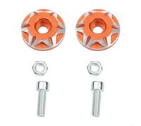2PCS Motorcycle License Plate Screw Covers 6MM Aluminum(orange)