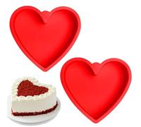 2PCS Moule à gâteau en silicone en forme de cœur,Forme de Coeur Moules de Cuisine Antiadhésifs Plateaux à Glaçons,25.4 x 6cm,pour Créer des Gâteaux, Buddings et Gelée