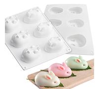2pcs Moule à Gâteau en Silicone Lapin,Forme de Lapin Moule en Silicone Antiadhésif,Moule de Pâques,pour pâtisserie,gâteaux,chocolat,pudding,pain(Lapin à 12 Cavités)