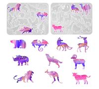 2pcs Moule en Résine en Forme d'Animaux, Moule Résine Silicone pour Loisirs Créatifs Cadeaux Bijoux Porte-Clés Boucles d'Oreilles Colliers Pendentifs