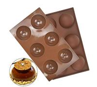 2pcs Moule Forme Demi Sphère, 12 Cavité Grand Dome Silicone, 7cm Chocolat Rond, Semi-Sphérique pour Gâteau, Pâtisserie, Mousse, Dômes Glacé (A)