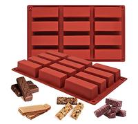 2PCS Moule Silicone Barre de Céréales Moule Barre de Céréales à 12 Cavités, Silicone de Haute Qualité, Moule Barre de Céréales Silicone, pour Pain, Gâteaux, Barres de Chocolat, Puddings et Biscuitsts
