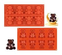 2pcs Moule Silicone Ourson Guimauve Moules Ours 8 Cavités Mini Moule Chocolat Gâteau Sans BPA -40°C à 230°C pour Pâtisserie Glaçons