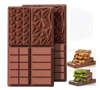 2pcs Moule Tablette Chocolat Dubai, 4 en 1 Moules à Barre de Chocolat Profond Sans BPA, Moule à Chocolat en Silicone, Antiadhésifs pour Praline, Bonbons