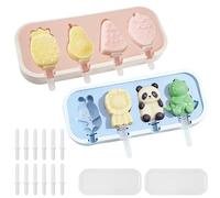 2PCS Moules à Glace Silicone, Ice Cream Mold avec Batonnet et Couvercle, Réutilisables en Forme D'animaux Popsicle, Cake Glace Maison Moule, pour DIY Popsicles, Crèmes Glacées