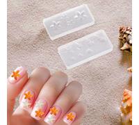 2pcs Moules à Ongles en Silicone, Breloques 3D Plumeria et Ocean Nails Pochoirs de Sculpture Réutilisables Décoration de Manucure DIY Bijoux et Artisanat en Résine Époxy