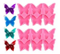 2pcs Moules en Silicone en Forme de Papillon, Magnifiques Moules de Moulage en Résine Époxy pour Porte-Clés Boucles d'Oreilles Pendentifs Broches Loisirs Créatifs Décoration d'Affichage
