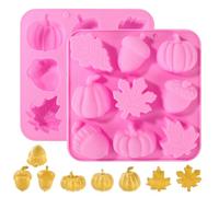 2pcs Moules en Silicone Halloween, Moules Bonbons 3D Halloween Thanksgiving Feuille d’Érable Citrouille pour Cuisson Chocolat Gélatine Gelée Dessert Décor Cupcake