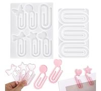 2pcs Moules en Silicone pour Marque-Pages, 9 Cavités Forme de Papillon Cœur d'Étoile Trombone Loisirs Créatifs en Résine Époxy Cadeaux pour les Amoureux des Livres (Transparents)