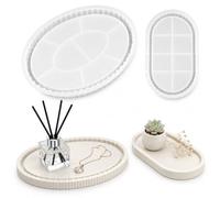 2 Pièces Moulle Silicone Resine Epoxy Plateau, Diverses formes Moule Resine Epoxy, Moules Béton Plâtre, Utilisation dans Les Sous-verres,Bougeoirs,Projets de Bricolage,Décoration Intérieure