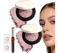 2Pcs Multicolor Metallic Eyeshadow,Buildable, Shimmering Metallic Eyeshadow,Smudge-Proof,High Pigment Waterproof Monochrome Eyeshadows,For A Subtle Day Look Or Dramatic Evening Effect