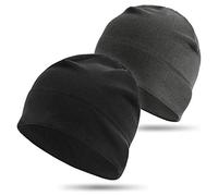 2pcs Multifonctionnel Bonnets Légers Chapeaux Running Casque Cyclisme Bonnet Sommeil Bonnet Course Hiver Bonnet Polaire Coupe-Vent Calotte (FR/ES, Alpha/Lettres, Taille Unique, Noir +Gris foncé)