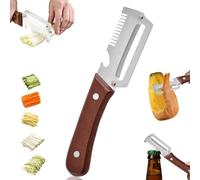 2pcs Multifunctional Peeler,Stainless Steel Peeler with Wooden Handle,Versatile Peeler,Peeling, Slicing and Integrated Bottle Opener,Canning Tool Kitchen Peeler