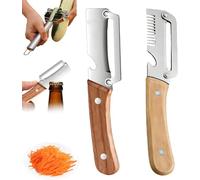 2pcs Multifunctional Peeler,Stainless Steel Peeler with Wooden Handle,Versatile Peeler,Peeling, Slicing and Integrated Bottle Opener,Canning Tool Kitchen Peeler (2pc B)