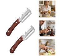 2pcs Multifunctional Peeler,Stainless Steel Peeler with Wooden Handle,Versatile Peeler,Peeling, Slicing and Integrated Bottle Opener,Canning Tool Kitchen Peeler