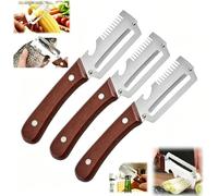 2pcs Multifunctional Peeler,Stainless Steel Peeler with Wooden Handle,Versatile Peeler,Peeling, Slicing and Integrated Bottle Opener,Canning Tool Kitchen Peeler
