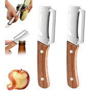 2pcs Multifunctional Peeler,Stainless Steel Peeler with Wooden Handle,Versatile Peeler,Peeling, Slicing and Integrated Bottle Opener,Canning Tool Kitchen Peeler (2pc-B)