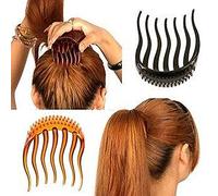 2pcs Multifunctional Plastic Hair Insert Comb Hair Donut Pads Ponytail Hair Bump IT Up Maker Hairdressing Styling Tool Beauty Hairdressing Accessories for Woman/Girl Black Coffee