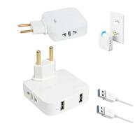 2PCS Multiprise Plate - Prise Murale Extra Plate 2 Ports USB + 2 Prises, Design Ultra-Fin, Prise pivotante à 180 degrés, Compatible avec Les multiprise Plates Derriere Meuble, 220 V