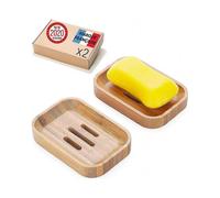 2pcs Natural Bamboo Soap Dish, Craft Soap Dish, Eco-friendly Soap Dish Natural Bamboo Wood Soap Dish for Shower, Bathroom, Kitchen